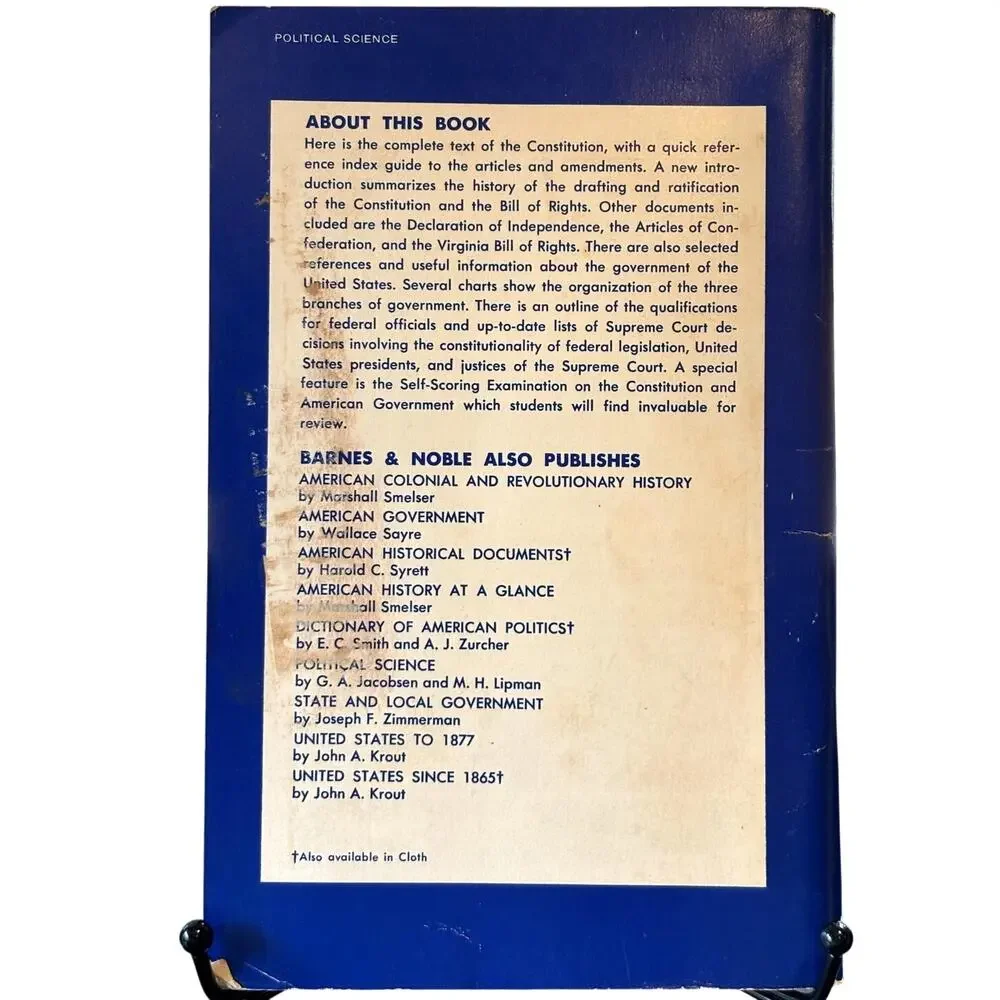 Vintage 1968 The Constitution of the United States, w/Exam, Barnes & Noble, PB
